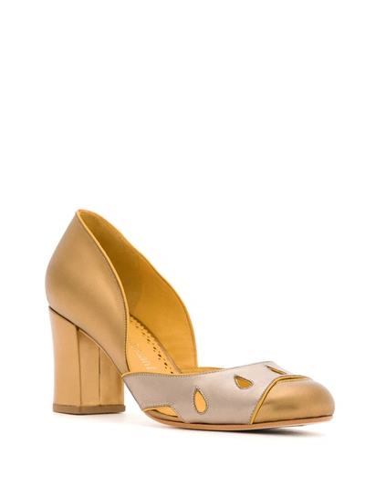 Shop Sarah Chofakian Malee Leather Pumps In Gold