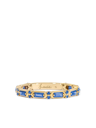 Shop Annoushka 18kt Yellow Gold Sapphire Baguette Band Ring In Blue