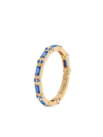 Shop Annoushka 18kt Yellow Gold Sapphire Baguette Band Ring In Blue