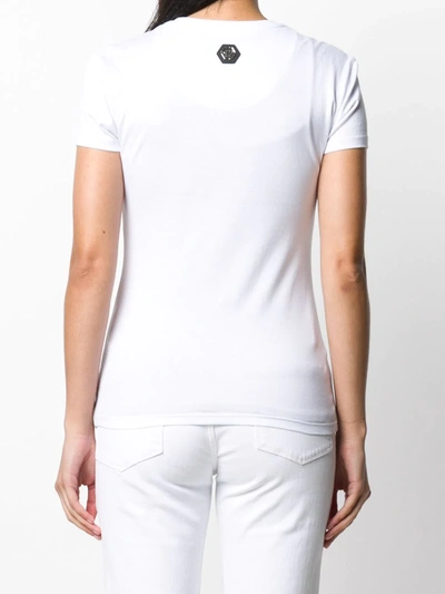 Shop Philipp Plein Love Plein Rhinestone Skull T-shirt In White