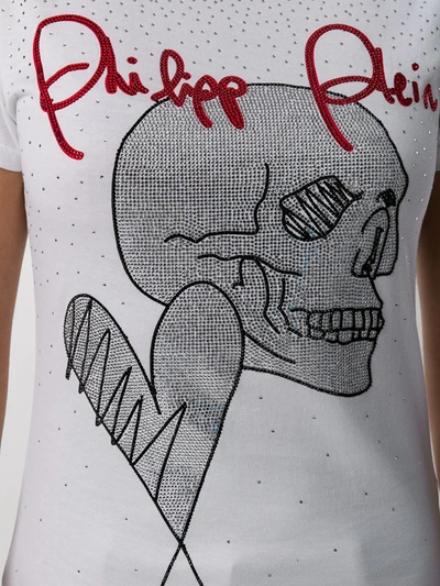 Shop Philipp Plein Love Plein Rhinestone Skull T-shirt In White