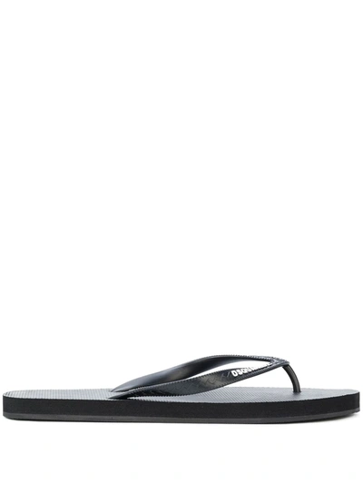 Shop Dsquared2 Logo Flip Flops In Black