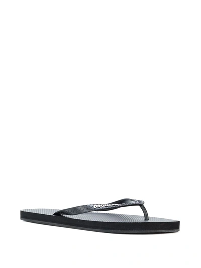 Dsquared2 Black Icon Splash Flip Flops In Black