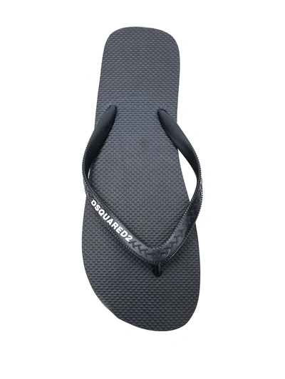 Dsquared2 Black Icon Splash Flip Flops In Black