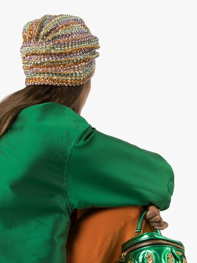 Shop Mary Jane Claverol Malibu Beaded Sequin Head-wrap Cap In Yellow