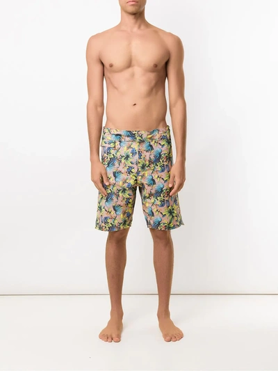 Shop Amir Slama Printed Swim Shorts In Neutrals