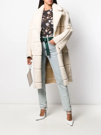 Shop Off-white Grid Motif Coat In White