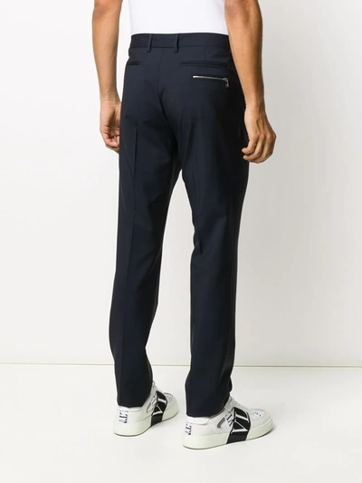 Shop Valentino Straight-leg Chinos In Blue