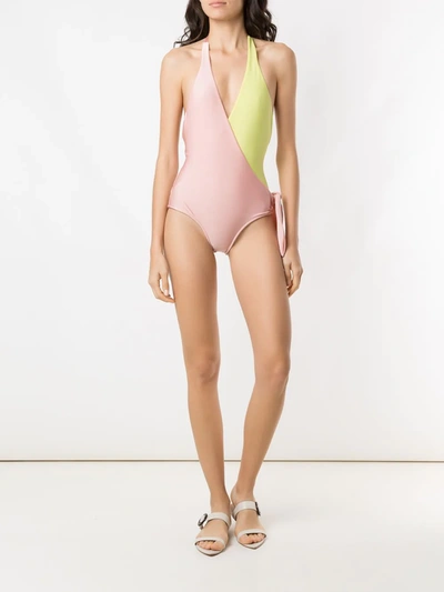 Shop Adriana Degreas Asymmetric Wrap Swimsuit In Multicolour