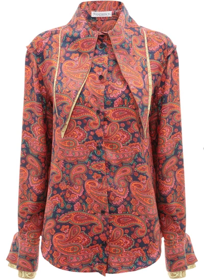Shop Jw Anderson Paisley-print Blouse In Red/navy