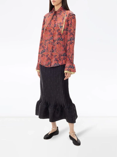 Shop Jw Anderson Paisley-print Blouse In Red/navy