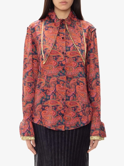 Shop Jw Anderson Paisley-print Blouse In Red/navy