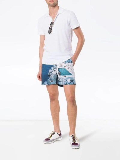 Shop Orlebar Brown Bulldog Hulton Print Swim Shorts In Blue