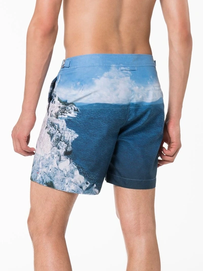 Shop Orlebar Brown Bulldog Hulton Print Swim Shorts In Blue