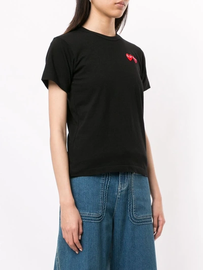 Shop Comme Des Garçons Play Logo Embroidered Crew Neck T-shirt In Black
