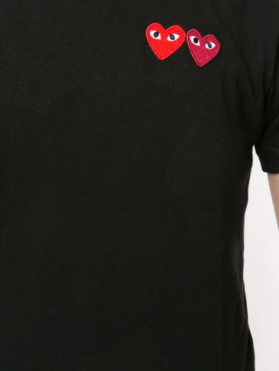 Shop Comme Des Garçons Play Logo Embroidered Crew Neck T-shirt In Black