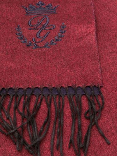 Shop Dolce & Gabbana Fringed Scarf In Red