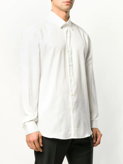 Ferragamo Logo Patch Buttoned Shirt In White