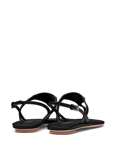 Shop Prada Strappy Thong Sandals In Black