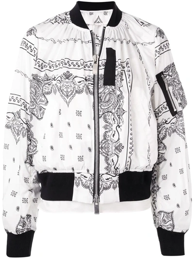 Shop Sacai Bandana Print Bomber Jacket In White