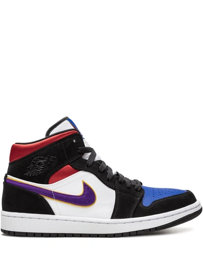 Shop Jordan Air  1 Mid "lakers Top 3" Sneakers In White