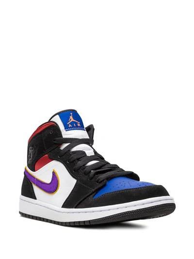 Shop Jordan Air  1 Mid "lakers Top 3" Sneakers In White