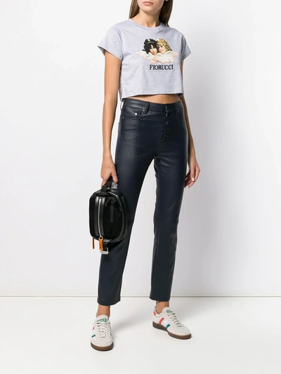 Shop Fiorucci Vintage Angels Cropped T-shirt In Grey