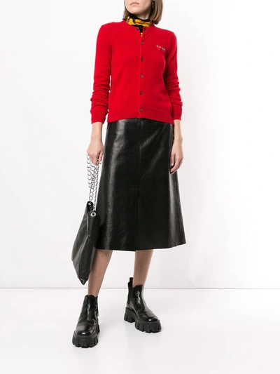 Shop Comme Des Garçons Play Double-logo Cardigan In Red