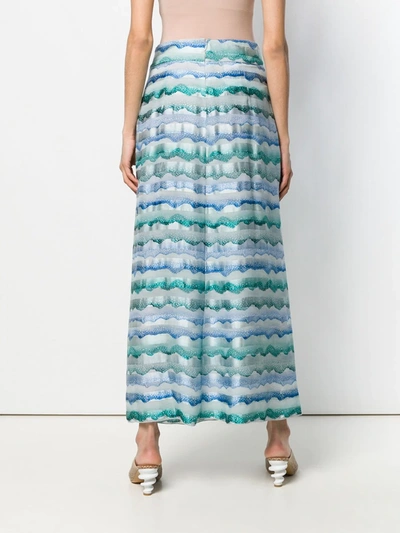 Shop Emporio Armani Waves Print Straight Skirt In Blue