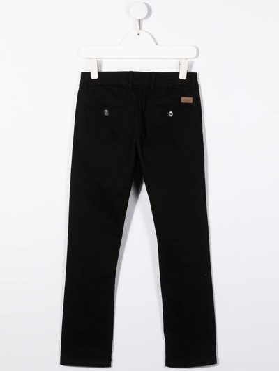 Shop Paolo Pecora Straight-leg Stretch-cotton Chinos In Black