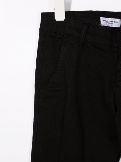 Shop Paolo Pecora Straight-leg Stretch-cotton Chinos In Black