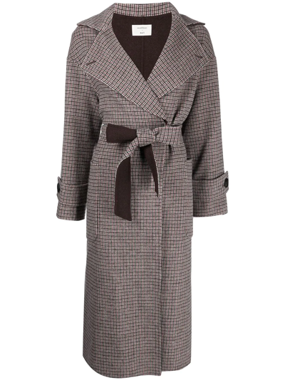 Shop Onefifteen Checked Wrap Wool-blend Coat In Multicolour