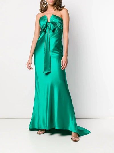 ALESSANDRA RICH STRAPLESS EVENING DRESS - 绿色