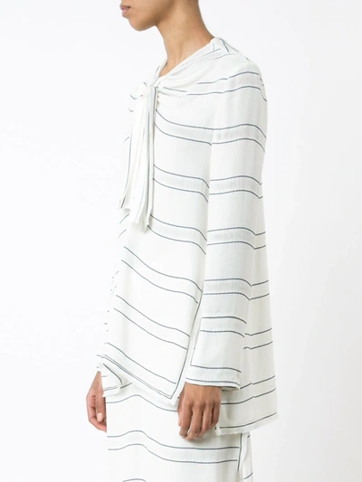 Shop Proenza Schouler Tied Neck Striped Blouse In White