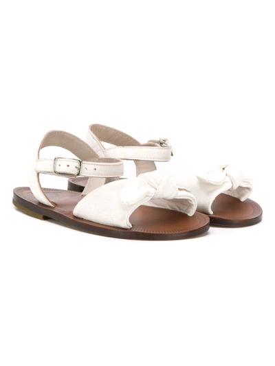 Shop Pèpè Front Bow Sandals In White