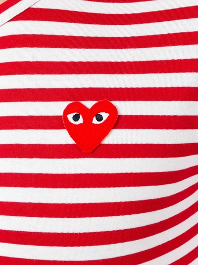 Shop Comme Des Garçons Play Striped Long-sleeved Cotton T-shirt In Red