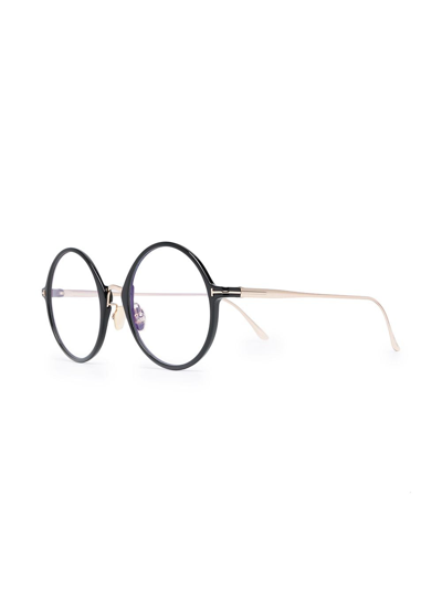 Tom Ford Ft5703b Round-frame Glasses In Black