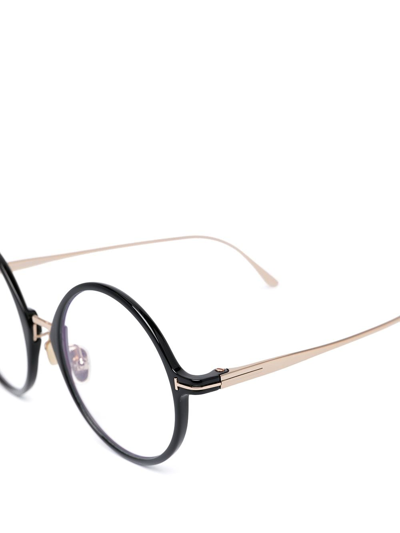 Tom Ford Ft5703b Round-frame Glasses In Black
