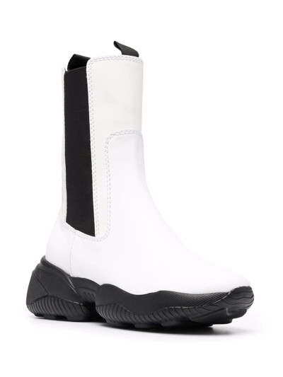 Hogan Mid-calf Leather Boots In 白色