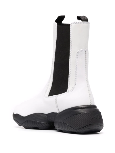 Hogan Mid-calf Leather Boots In 白色