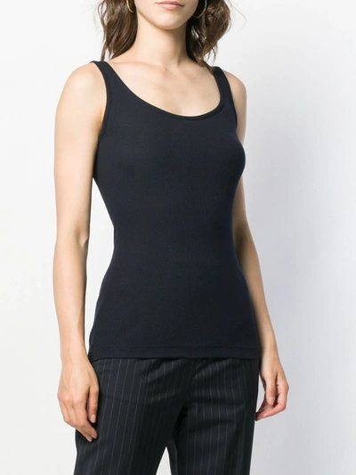 Vince Basic Ribbed Vest In Blue