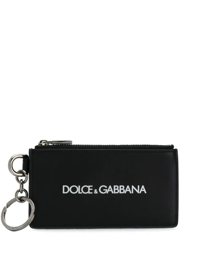 Shop Dolce & Gabbana Logo Print Cardholder In Black