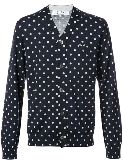 Shop Comme Des Garçons Play Polka Dot Cardigan In Blue