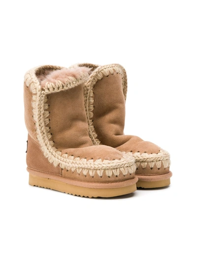 Shop Mou Shearling Snow Boots In Neutrals
