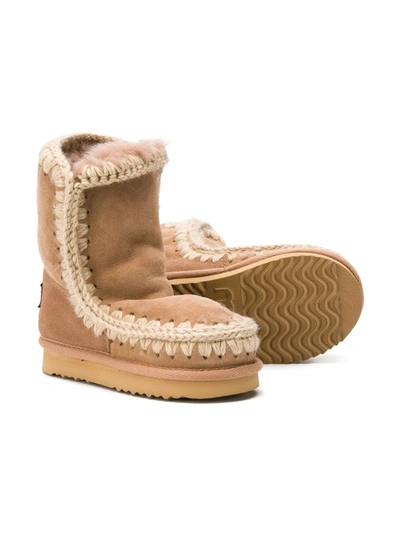 Mou Eskimo Shearling Low Boots In Neutrals