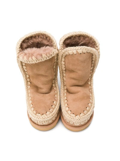 Shop Mou Shearling Snow Boots In Neutrals