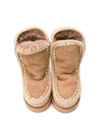 Mou Eskimo Shearling Low Boots In Neutrals