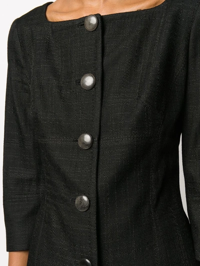 Pre-owned Gianfranco Ferre 1990s Scoop Neck Fitted Jacket In Black