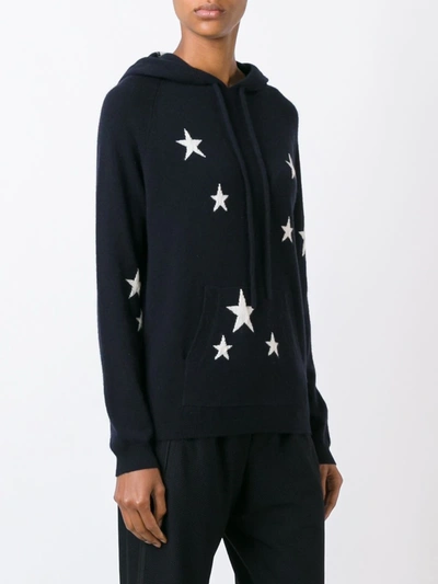 Shop Chinti & Parker Cashmere Star Intarsia Hooded Sweater In Blue