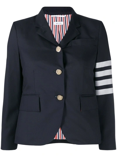 Shop Thom Browne 4-bar Plain Weave Suiting Jacket In Blue